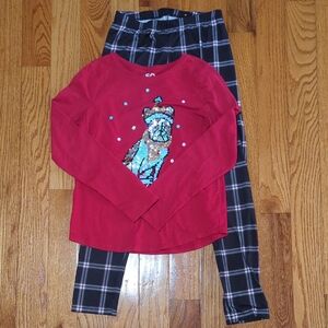 SO Red Dog Shirt With Matching Black Plaid Pants